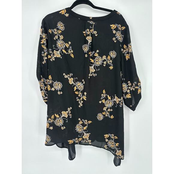 Torrid Georgette Keyhole Neck Sheer Top Floral Tunic Size 1X Flowy Office Black - Picture 5 of 8